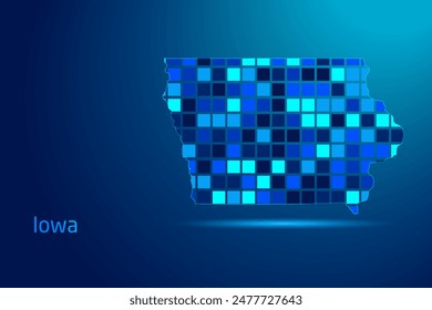 concepts of Iowa Network Digital Technology Graphic illustration. Blue Color. Internet Futuristic Concept Map.
