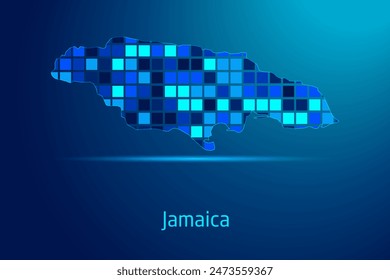 concepts of Jamaica Network Digital Technology Graphic illustration. Blue Color. Internet Futuristic Concept Map.