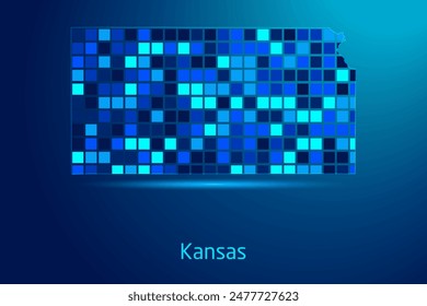 concepts of Kansas Network Digital Technology Graphic illustration. Blue Color. Internet Futuristic Concept Map.