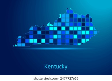 concepts of Kentucky Network Digital Technology Graphic illustration. Blue Color. Internet Futuristic Concept Map.