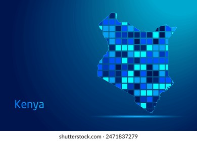 concepts of Kenya Network Digital Technology Graphic illustration. Blue Color. Internet Futuristic Concept Map.
