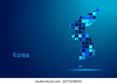 Conceptos de Corea Red Tecnología Digital Ilustración gráfica. Color azul. Mapa conceptual futurista de Internet.