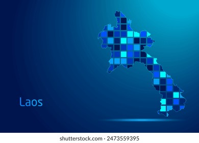 concepts of Laos Network Digital Technology Graphic illustration. Blue Color. Internet Futuristic Concept Map.