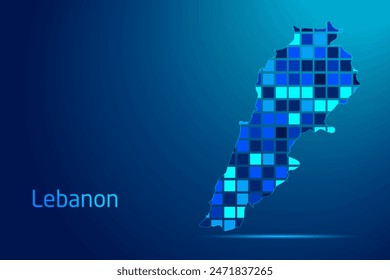 concepts of Lebanon Network Digital Technology Graphic illustration. Blue Color. Internet Futuristic Concept Map.