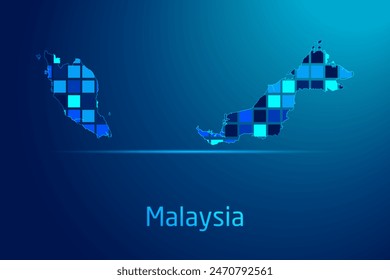 concepts of Malaysia Network Digital Technology Graphic illustration. Blue Color. Internet Futuristic Concept Map.