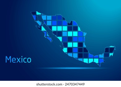 concepts of Mexico Network Digital Technology Graphic illustration. Blue Color. Internet Futuristic Concept Map.