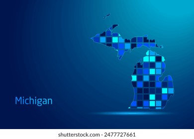 concepts of Michigan Network Digital Technology Graphic illustration. Blue Color. Internet Futuristic Concept Map.