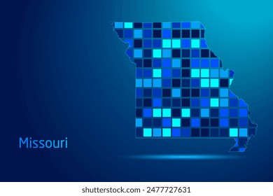 concepts of Missouri Network Digital Technology Graphic illustration. Blue Color. Internet Futuristic Concept Map.