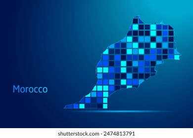 concepts of Morocco Network Digital Technology Graphic illustration. Blue Color. Internet Futuristic Concept Map.