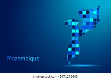 concepts of Mozambique Network Digital Technology Graphic illustration. Blue Color. Internet Futuristic Concept Map.