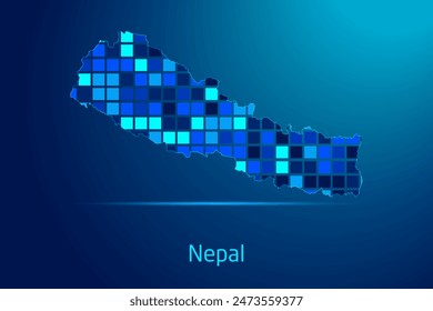 concepts of Nepal Network Digital Technology Graphic illustration. Blue Color. Internet Futuristic Concept Map.