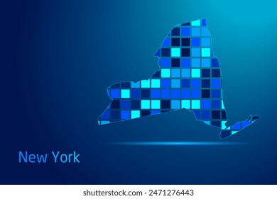 concepts of New York Network Digital Technology Graphic illustration. Blue Color. Internet Futuristic Concept Map.