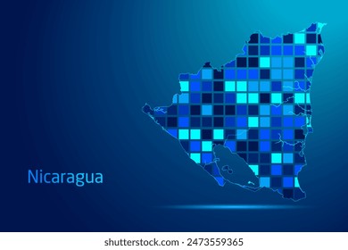 Conceptos de Nicaragua Red Tecnología Digital Ilustración gráfica. Color azul. Mapa conceptual futurista de Internet.