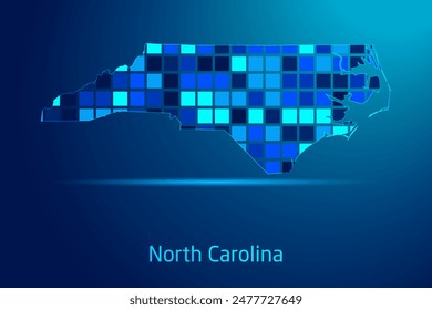 concepts of North Carolina Network Digital Technology Graphic illustration. Blue Color. Internet Futuristic Concept Map.