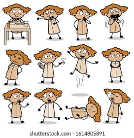 Concepts of Office Lady Poses - Set of Comic Concepts Vector illustrations