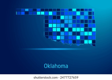 concepts of Oklahoma Network Digital Technology Graphic illustration. Blue Color. Internet Futuristic Concept Map.