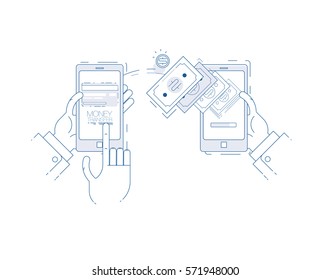 concepts of online payment methods. mobile payments, electronic funds transfers and bank wire transfer.