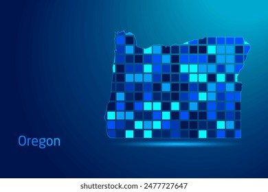 concepts of Oregon Network Digital Technology Graphic illustration. Blue Color. Internet Futuristic Concept Map.