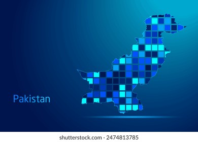 concepts of Pakistan Network Digital Technology Graphic illustration. Blue Color. Internet Futuristic Concept Map.