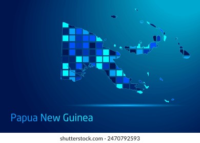 concepts of Papua New Guinea Network Digital Technology Graphic illustration. Blue Color. Internet Futuristic Concept Map.
