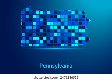 concepts of Pennsylvania Network Digital Technology Graphic illustration. Blue Color. Internet Futuristic Concept Map.