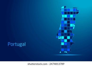 concepts of Portugal Network Digital Technology Graphic illustration. Blue Color. Internet Futuristic Concept Map.