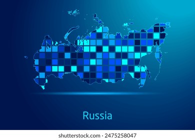 concepts of Russia Network Digital Technology Graphic illustration. Blue Color. Internet Futuristic Concept Map.