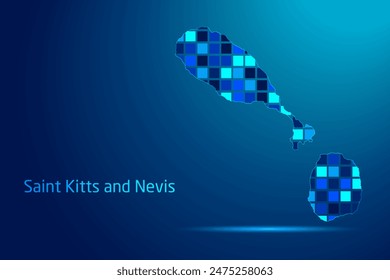 concepts of Saint Kitts and Nevis Network Digital Technology Graphic illustration. Blue Color. Internet Futuristic Concept Map.
