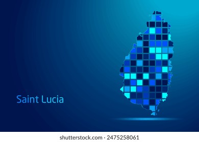 concepts of Saint Lucia Network Digital Technology Graphic illustration. Blue Color. Internet Futuristic Concept Map.