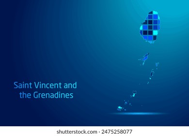 Konzepte von St. Vincent und die Grenadinen Netzwerk Digitale Technologie Grafik Illustration. Blaue Farbe. In: Internet Futuristic Concept Map.