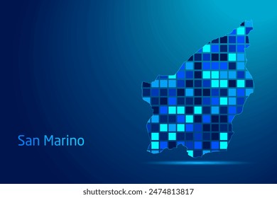 concepts of San Marino Network Digital Technology Graphic illustration. Blue Color. Internet Futuristic Concept Map.