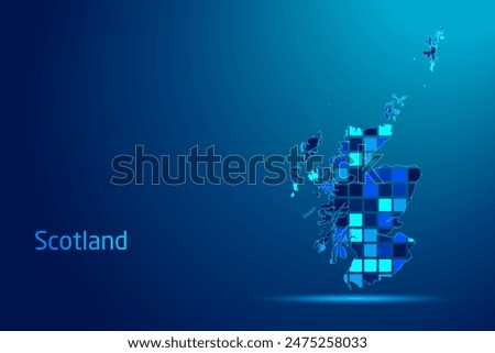 concepts of Scotland Network Digital Technology Graphic illustration. Blue Color. Internet Futuristic Concept Map.
