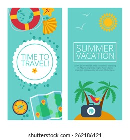 Concepts and set banners  of travel, summer  Flier last minute tour
