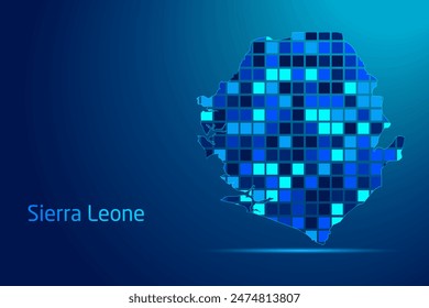 In: Concepts of Sierra Leone Network Digital Technologie Graphic Illustration. Blaue Farbe. In: Internet Futuristic Concept Map.