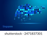 concepts of Singapore Network Digital Technology Graphic illustration. Blue Color. Internet Futuristic Concept Map.