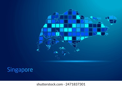 concepts of Singapore Network Digital Technology Graphic illustration. Blue Color. Internet Futuristic Concept Map.