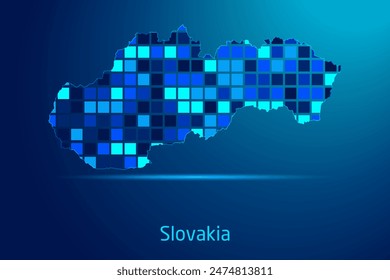 concepts of Slovakia Network Digital Technology Graphic illustration. Blue Color. Internet Futuristic Concept Map.