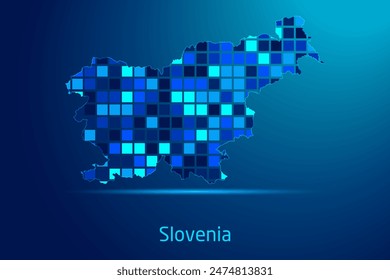 concepts of Slovenia Network Digital Technology Graphic illustration. Blue Color. Internet Futuristic Concept Map.