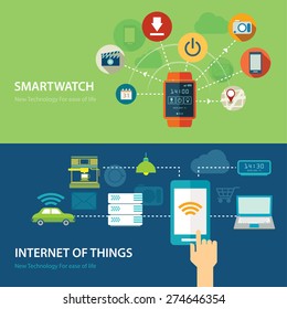 concepts for smart watch and internet of things flat design