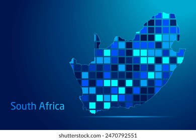 concepts of South Africa Network Digital Technology Graphic illustration. Blue Color. Internet Futuristic Concept Map.