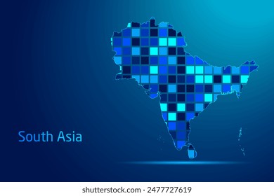 concepts of South Asia Network Digital Technology Graphic illustration. Blue Color. Internet Futuristic Concept Map.