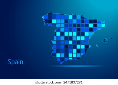concepts of Spain Network Digital Technology Graphic illustration. Blue Color. Internet Futuristic Concept Map.