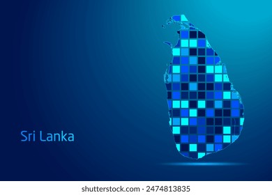 Conceptos de la Red de Tecnología Digital de Sri Lanka Ilustración gráfica. Color azul. Mapa conceptual futurista de Internet.