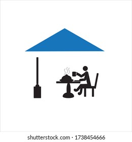Concepts of staying at home during COVID-19. Coronavirus pandemic. Social distancing, stay at home, be safe. Stick man watching news on TV.