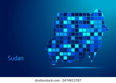 concepts of Sudan Network Digital Technology Graphic illustration. Blue Color. Internet Futuristic Concept Map.