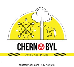 Concepts thin line of Chernobyl. Editable vector stroke. 