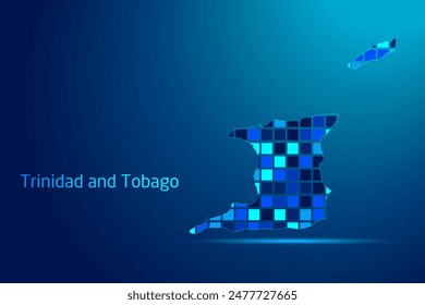 concepts of Trinidad and Tobago Network Digital Technology Graphic illustration. Blue Color. Internet Futuristic Concept Map.
