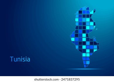 In: Concepts of Tunisie Network Digital Technologie Graphic Illustration. Blaue Farbe. In: Internet Futuristic Concept Map.