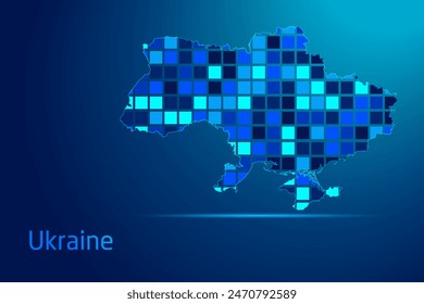 concepts of Ukraine Network Digital Technology Graphic illustration. Blue Color. Internet Futuristic Concept Map.