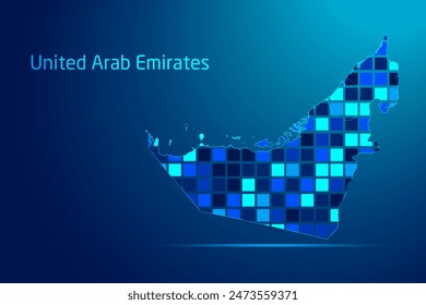 concepts of United Arab Emirates Network Digital Technology Graphic illustration. Blue Color. Internet Futuristic Concept Map.